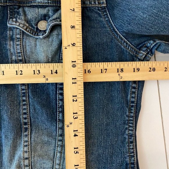 Denim and Supply Ralph Lauren Jean Jacket Large Women’s Distressed Trucker - Picture 7 of 8